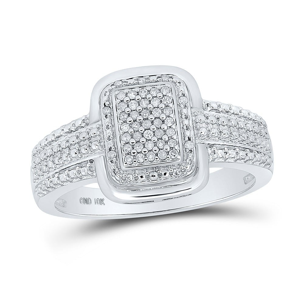 GND Diamond Cluster Ring 10kt White Gold Womens Round Diamond Cluster Ring 1/10 Cttw