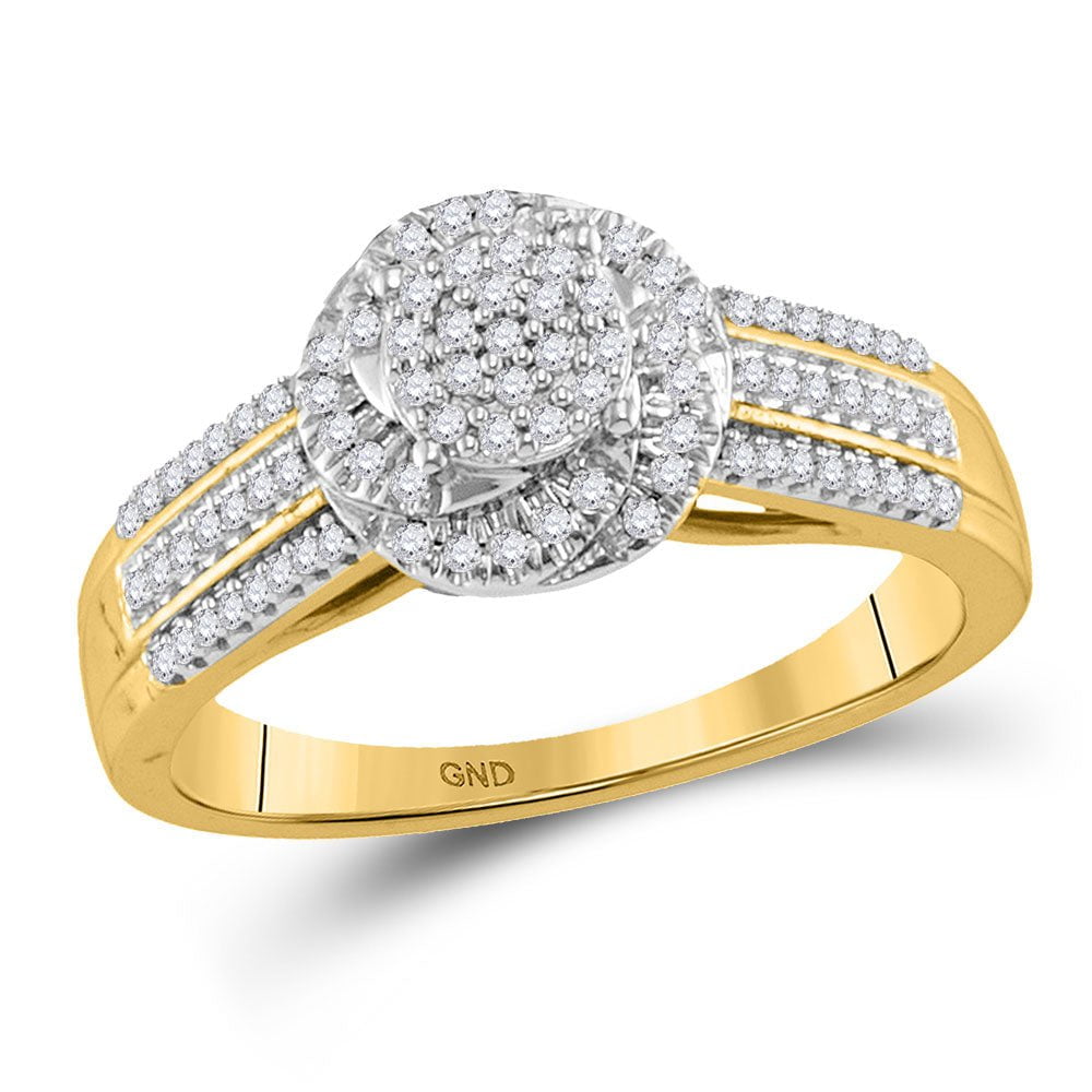 GND Diamond Cluster Ring 10kt Yellow Gold Womens Round Diamond Cluster Ring 1/4 Cttw