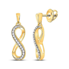 GND Diamond Dangle Earring 10kt Yellow Gold Womens Round Diamond Infinity Dangle Earrings 1/10 Cttw