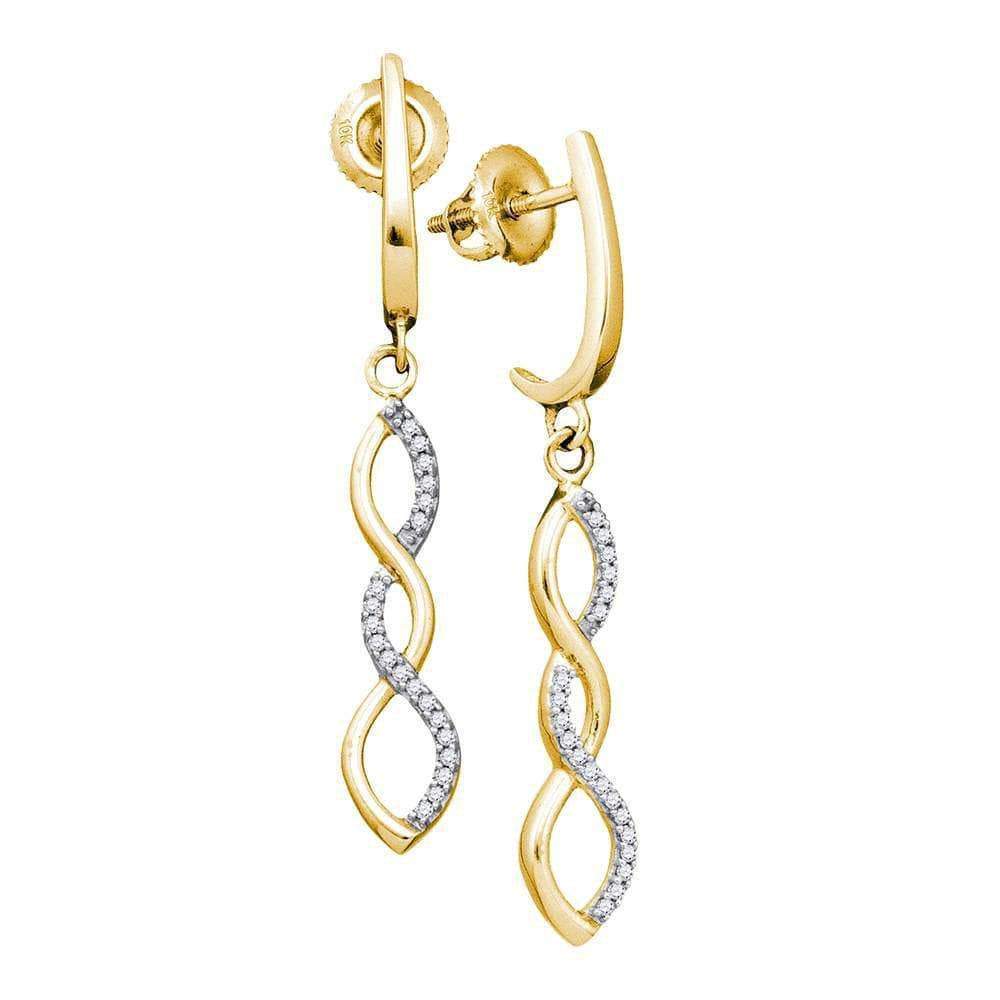 GND Diamond Dangle Earring 10kt Yellow Gold Womens Round Diamond Infinity Dangle Earrings 1/8 Cttw