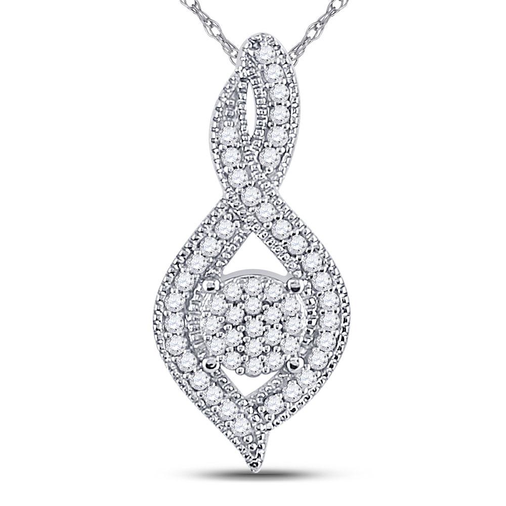 GND Diamond Fashion Pendant 10kt White Gold Womens Round Diamond Nested Cluster Pendant 1/6 Cttw