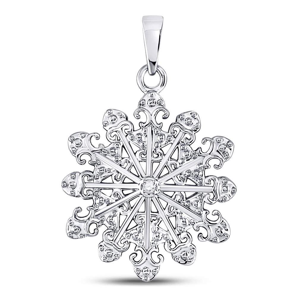 GND Diamond Fashion Pendant Sterling Silver Womens Round Diamond Snowflake Fashion Pendant .01 Cttw