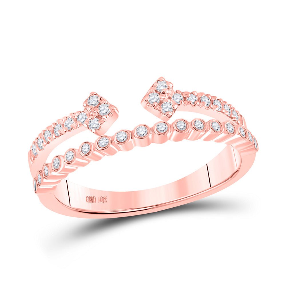 10kt Rose Gold Womens Round Diamond Modern Fashion Ring 1/4 Cttw