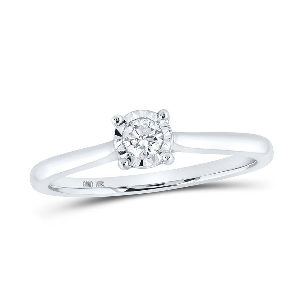GND Diamond Fashion Ring 10kt White Gold Womens Round Diamond Solitaire Ring 1/6 Cttw