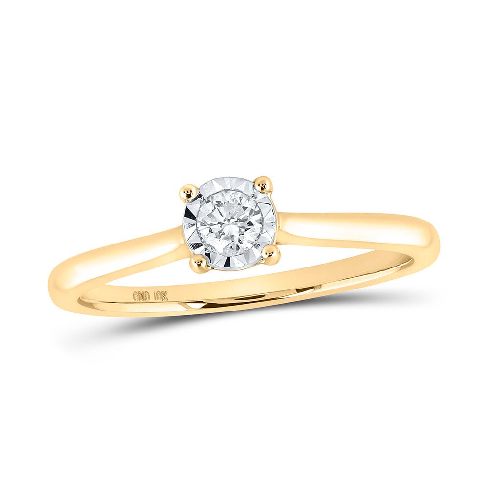 GND Diamond Fashion Ring 10kt Yellow Gold Womens Round Diamond Solitaire Ring 1/6 Cttw