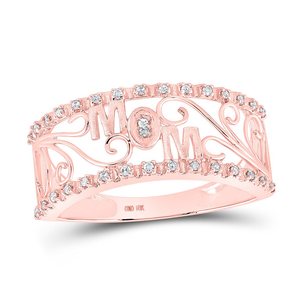 10kt Rose Gold Womens Round Diamond Mom Band Ring 1/10 Cttw