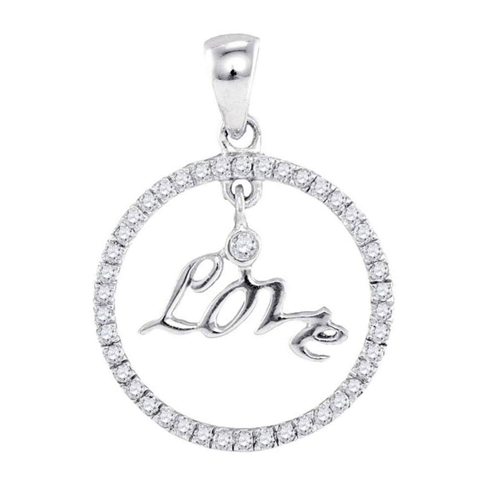GND Diamond Heart & Love Symbol Pendant 10k White Gold Round Diamond Womens Circular Captured Love Circle Pendant
