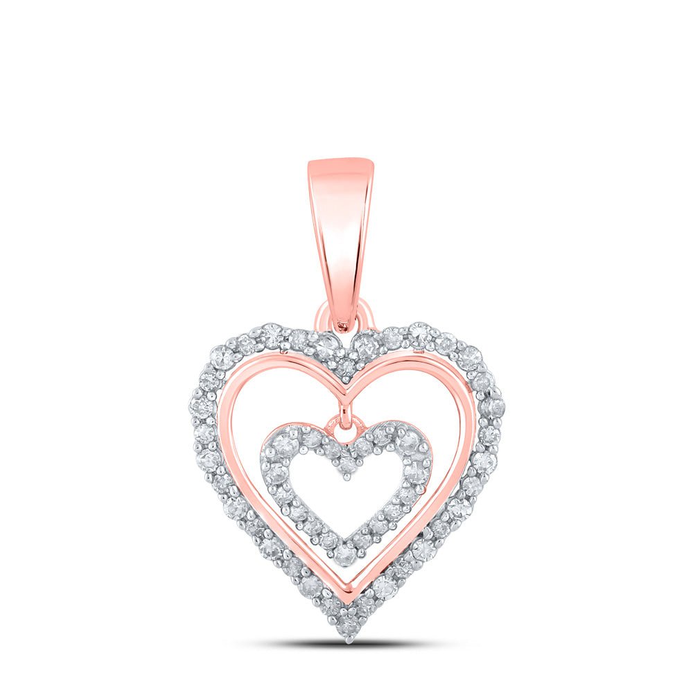 GND Diamond Heart & Love Symbol Pendant 10kt Rose Gold Womens Round Diamond Heart Pendant 1/4 Cttw