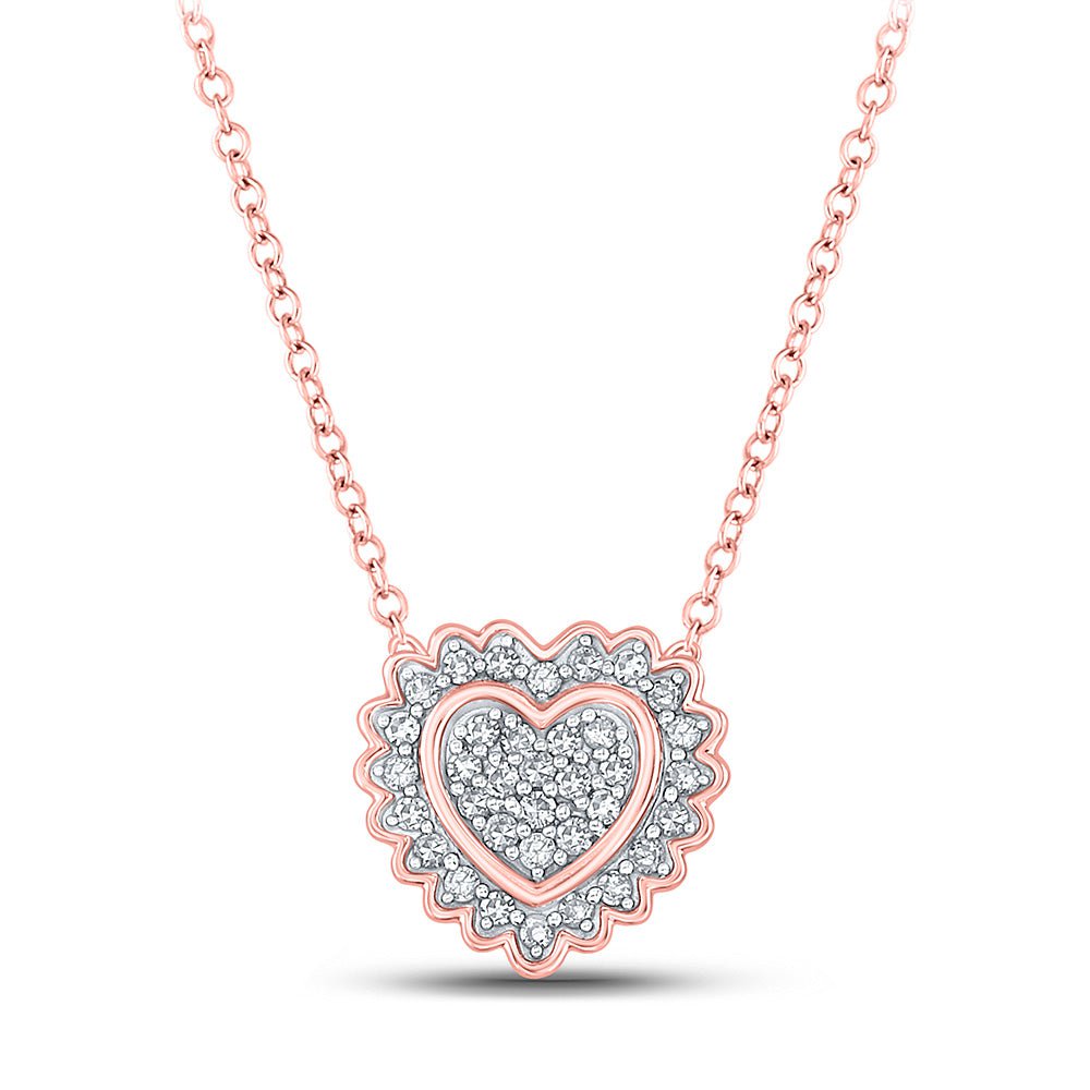 GND Diamond Heart & Love Symbol Pendant 10kt Rose Gold Womens Round Diamond Heart Pendant 1/5 Cttw
