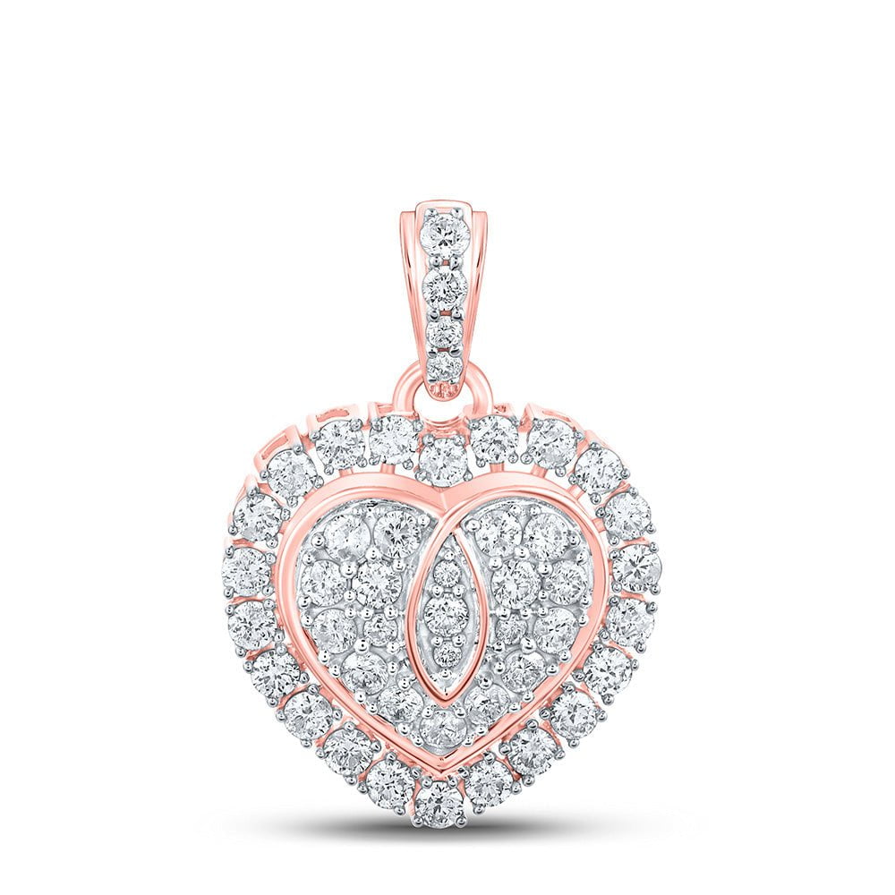 GND Diamond Heart & Love Symbol Pendant 10kt Rose Gold Womens Round Diamond Heart Pendant 1 Cttw