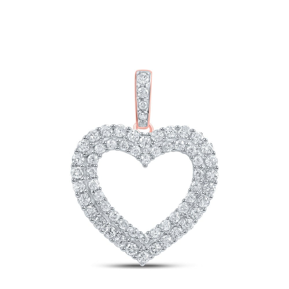 GND Diamond Heart & Love Symbol Pendant 10kt Rose Gold Womens Round Diamond Heart Pendant 5/8 Cttw
