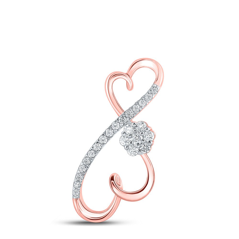 GND Diamond Heart & Love Symbol Pendant 10kt Rose Gold Womens Round Diamond Infinity Heart Pendant 1/4 Cttw