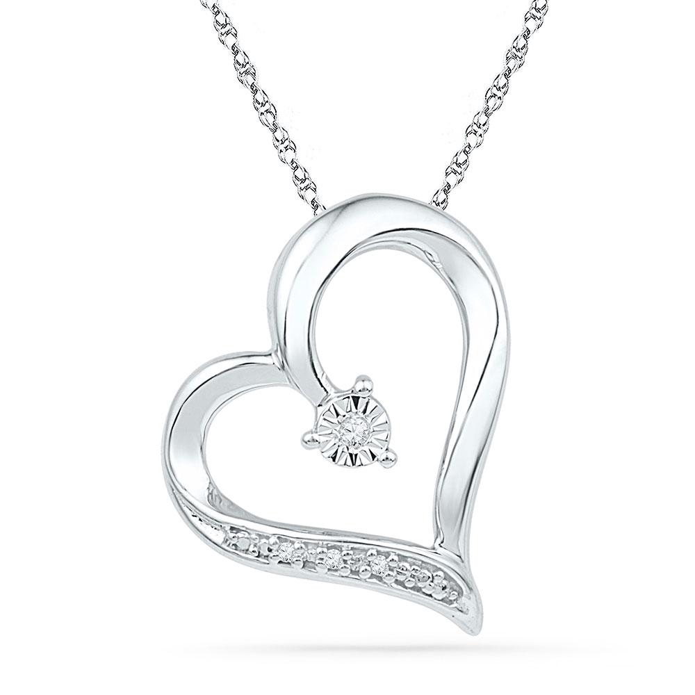 GND Diamond Heart & Love Symbol Pendant 10kt White Gold Womens Round Diamond Heart Pendant .01 Cttw