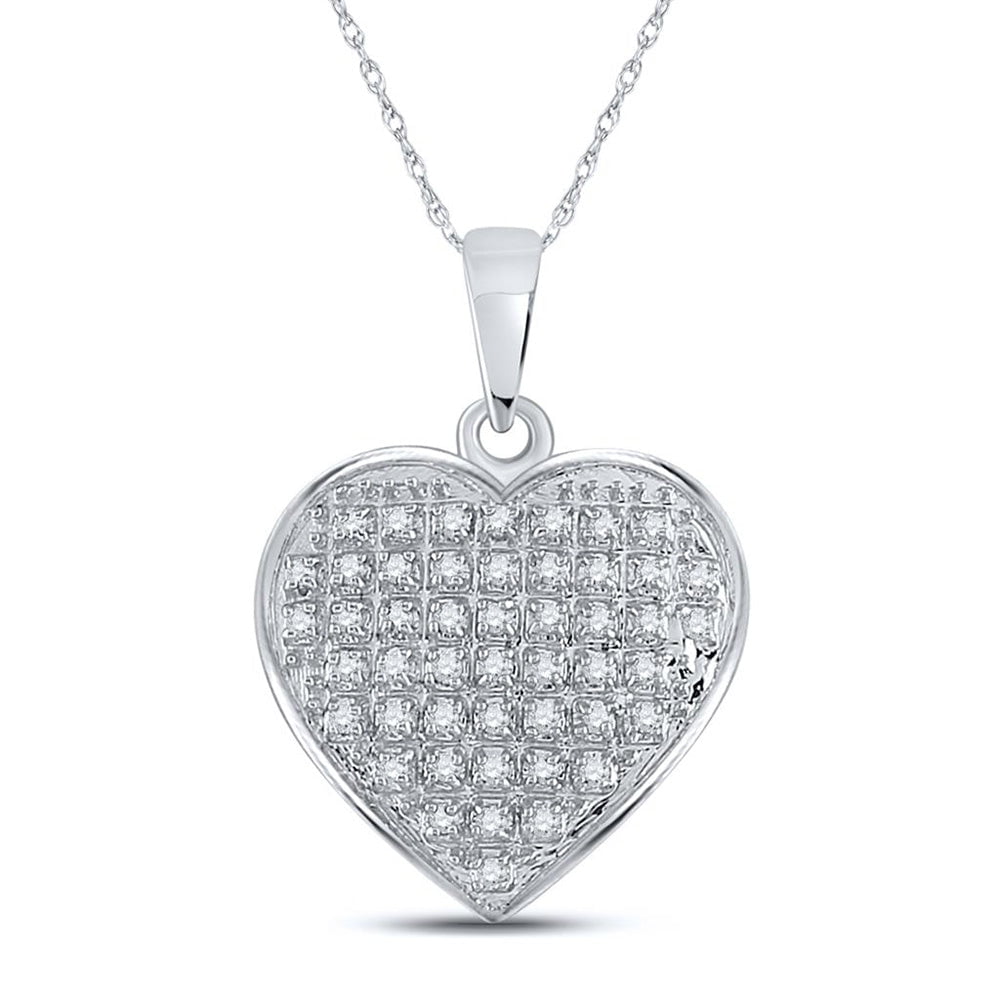 GND Diamond Heart & Love Symbol Pendant 10kt White Gold Womens Round Diamond Heart Pendant 1/6 Cttw