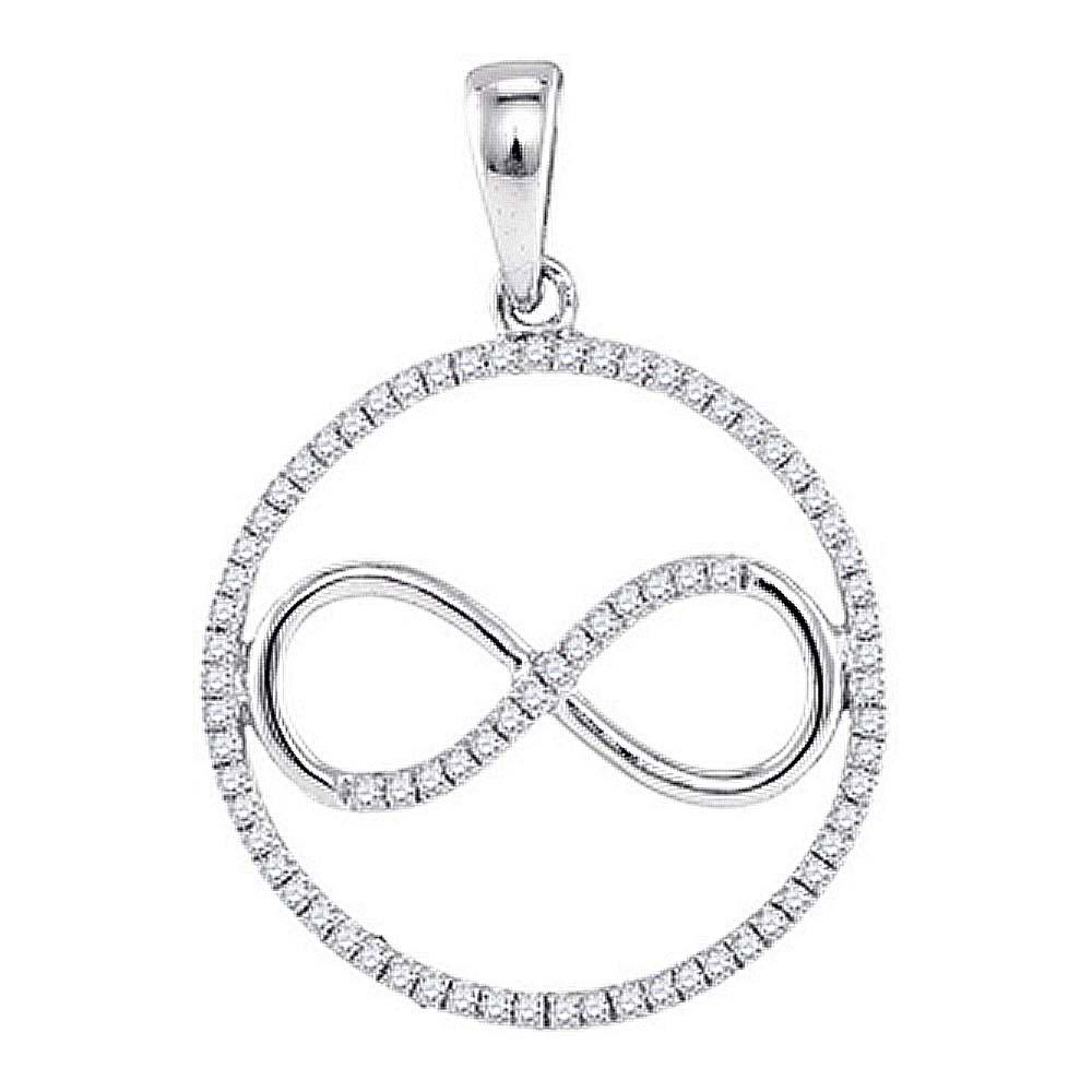 GND Diamond Heart & Love Symbol Pendant 10kt White Gold Womens Round Diamond Infinity Circle Pendant 1/3 Cttw