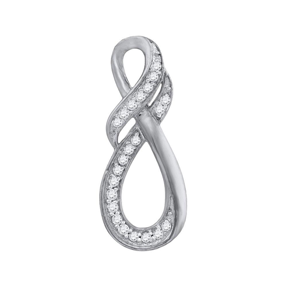 GND Diamond Heart & Love Symbol Pendant 10kt White Gold Womens Round Diamond Twist Fashion Pendant 1/10 Cttw