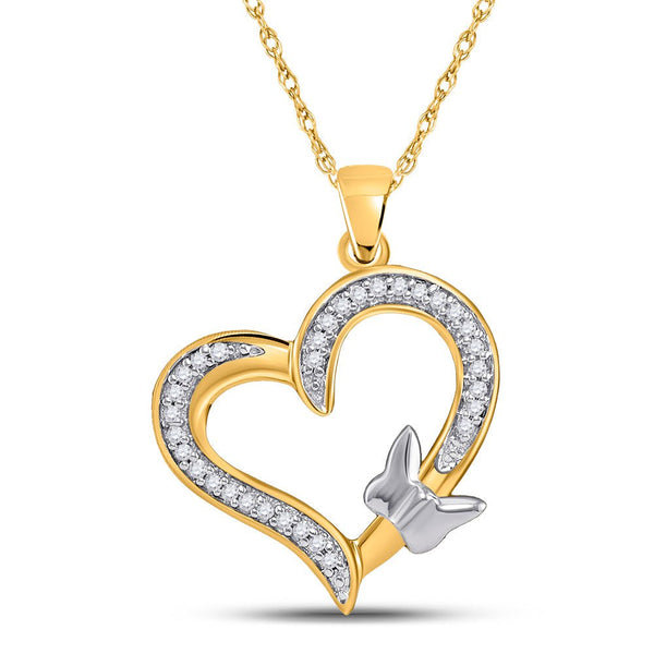 10kt White outlets Gold Womens Round Diamond Fashion Heart Pendant 1/10 Cttw