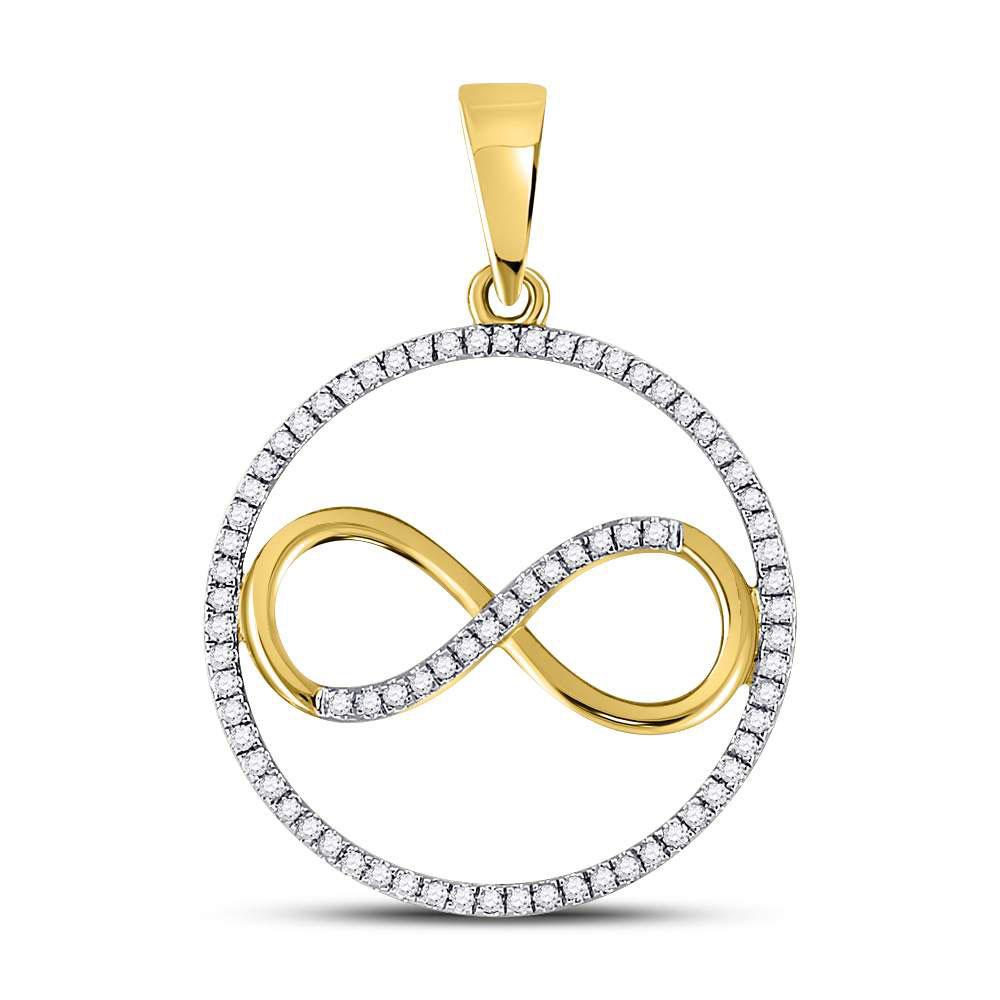 GND Diamond Heart & Love Symbol Pendant 10kt Yellow Gold Womens Round Diamond Circle Infinity Pendant 1/3 Cttw