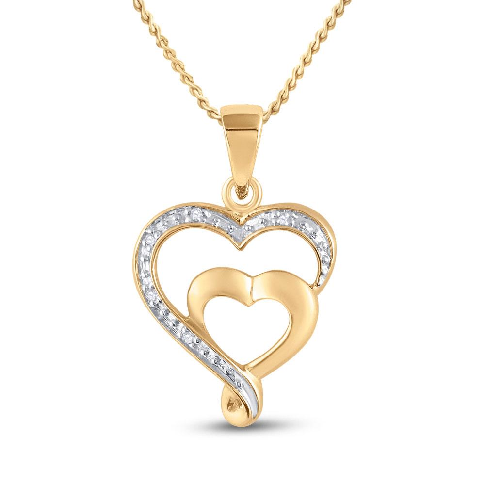 GND Diamond Heart & Love Symbol Pendant 10kt Yellow Gold Womens Round Diamond Heart Pendant .01 Cttw