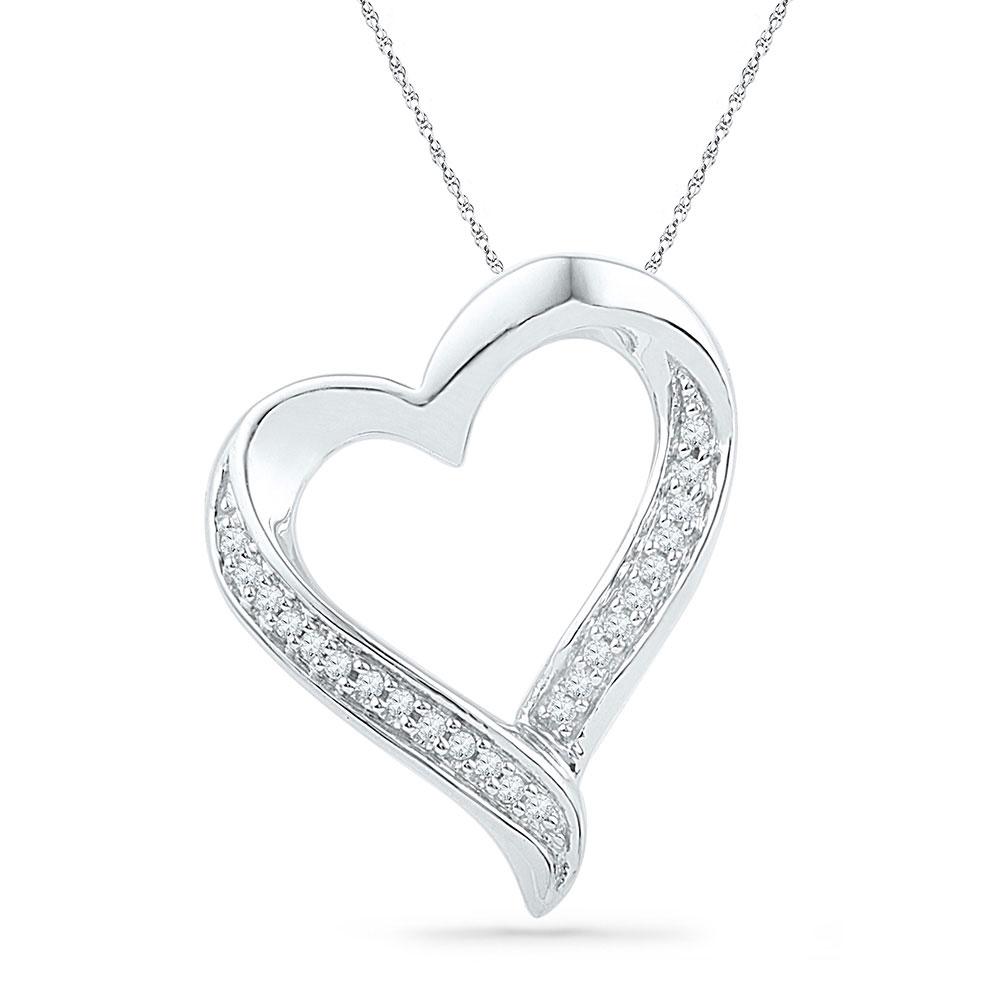 GND Diamond Heart & Love Symbol Pendant 10kt Yellow Gold Womens Round Diamond Heart Pendant 1/10 Cttw