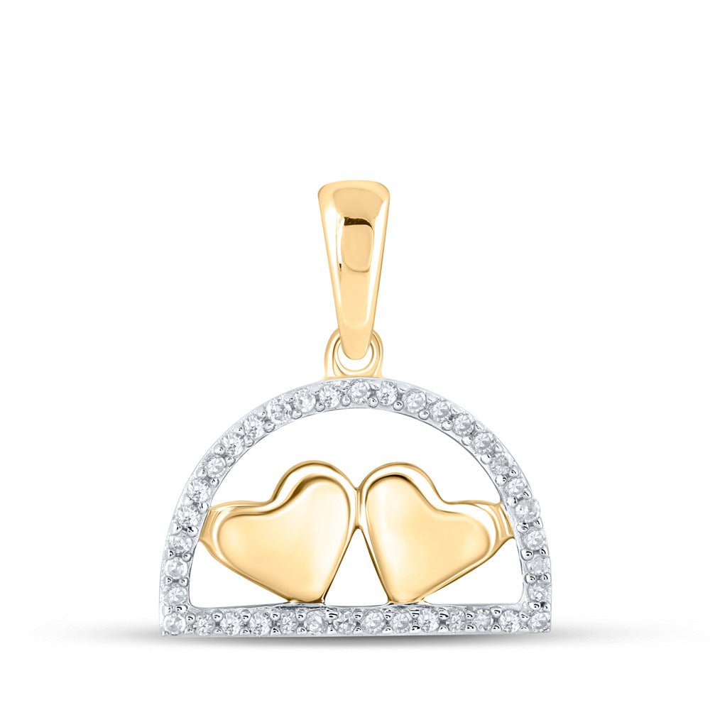 GND Diamond Heart & Love Symbol Pendant 10kt Yellow Gold Womens Round Diamond Heart Pendant 1/10 Cttw