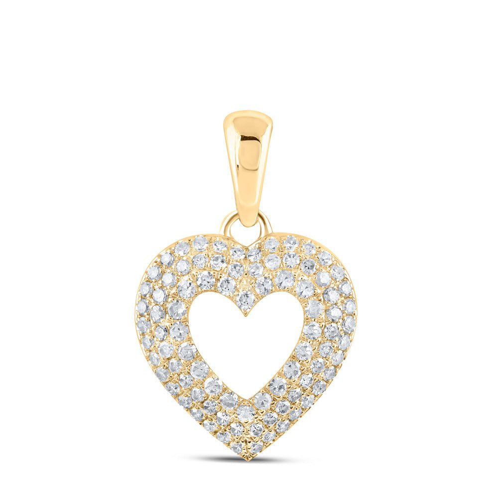 GND Diamond Heart & Love Symbol Pendant 10kt Yellow Gold Womens Round Diamond Heart Pendant 1/2 Cttw