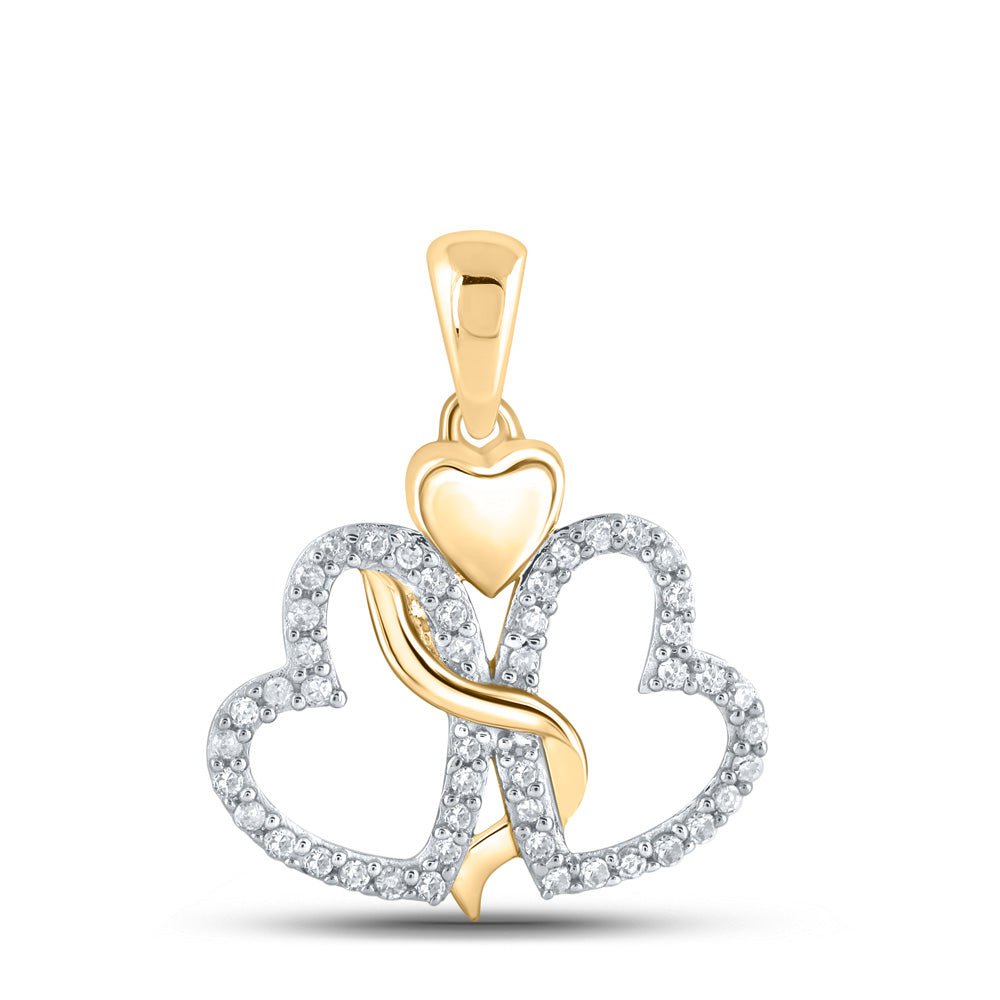 GND Diamond Heart & Love Symbol Pendant 10kt Yellow Gold Womens Round Diamond Heart Pendant 1/8 Cttw