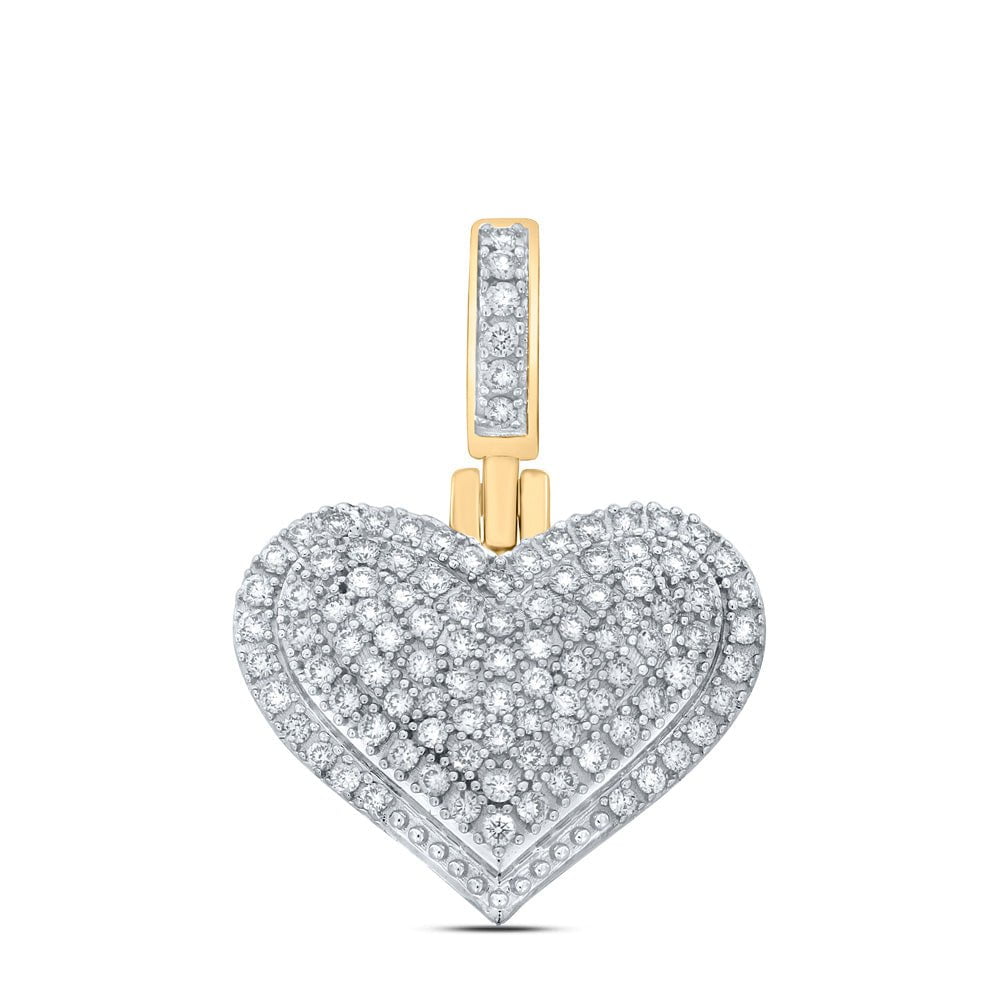 GND Diamond Heart & Love Symbol Pendant 10kt Yellow Gold Womens Round Diamond Heart Pendant 5/8 Cttw