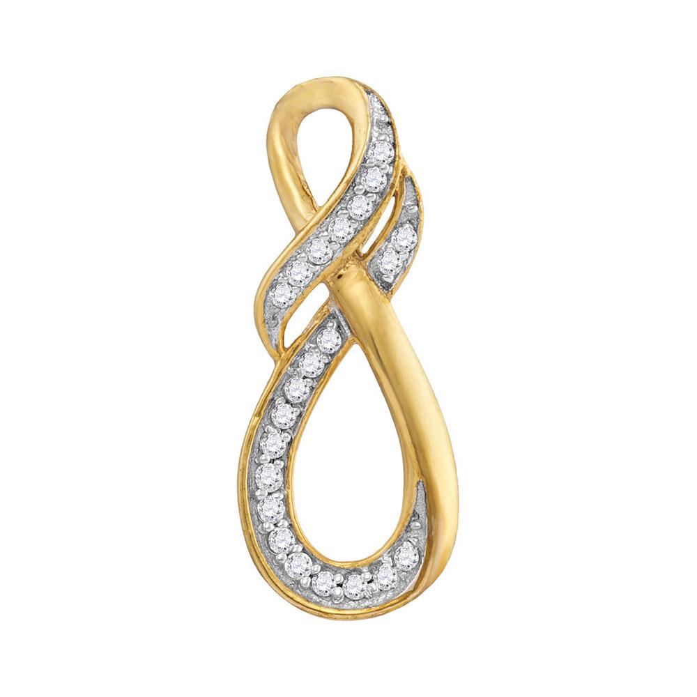 GND Diamond Heart & Love Symbol Pendant 10kt Yellow Gold Womens Round Diamond Twist Fashion Pendant 1/10 Cttw