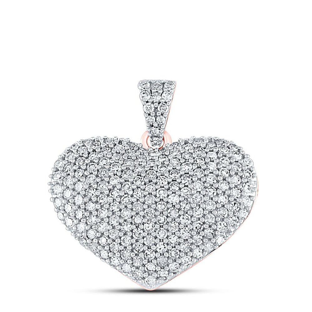 GND Diamond Heart & Love Symbol Pendant 14kt Rose Gold Womens Round Diamond Charmed Heart Pendant 1 Cttw