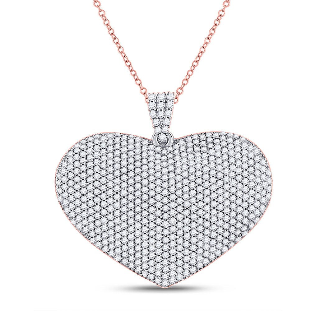 GND Diamond Heart & Love Symbol Pendant 14kt Rose Gold Womens Round Diamond Charmed Heart Pendant 2 Cttw