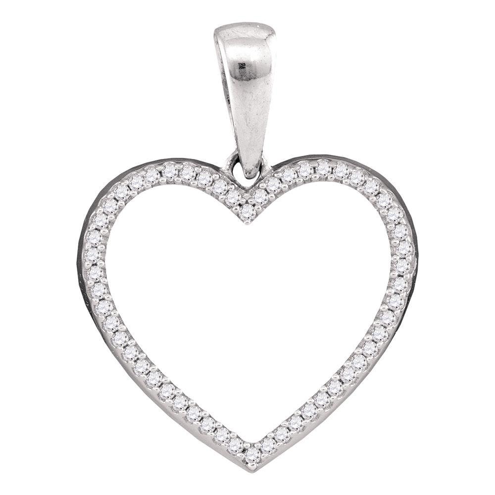 GND Diamond Heart & Love Symbol Pendant Sterling Silver Womens Round Diamond Heart Outline Pendant 1/6 Cttw