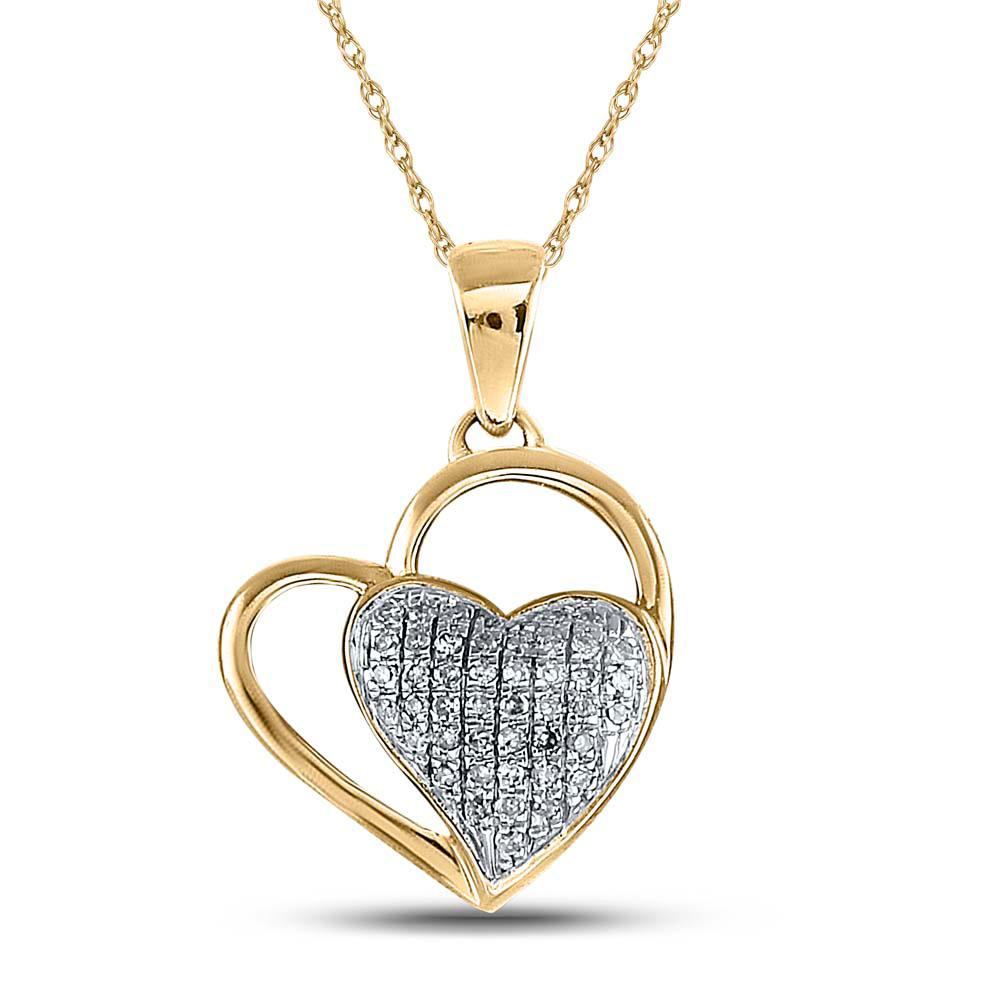 GND Diamond Heart & Love Symbol Pendant Sterling Silver Womens Round Diamond Heart Pendant 1/10 Cttw