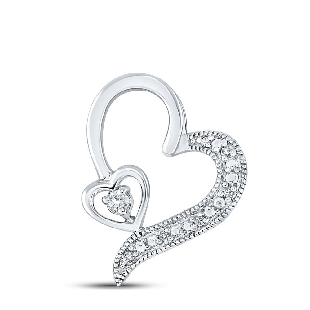 GND Diamond Heart & Love Symbol Pendant Sterling Silver Womens Round Diamond Heart Pendant 1/20 Cttw