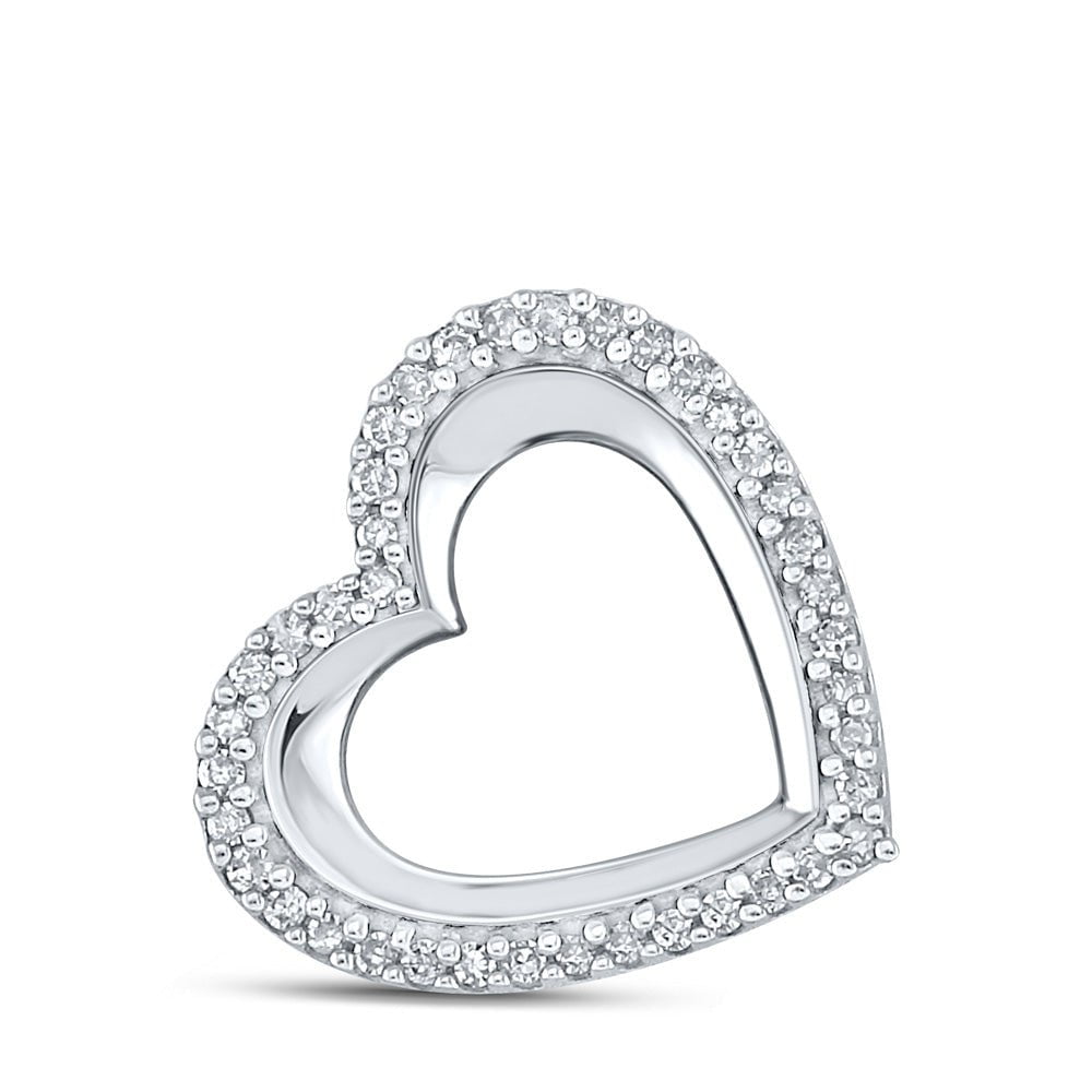 GND Diamond Heart & Love Symbol Pendant Sterling Silver Womens Round Diamond Heart Pendant 1/8 Cttw