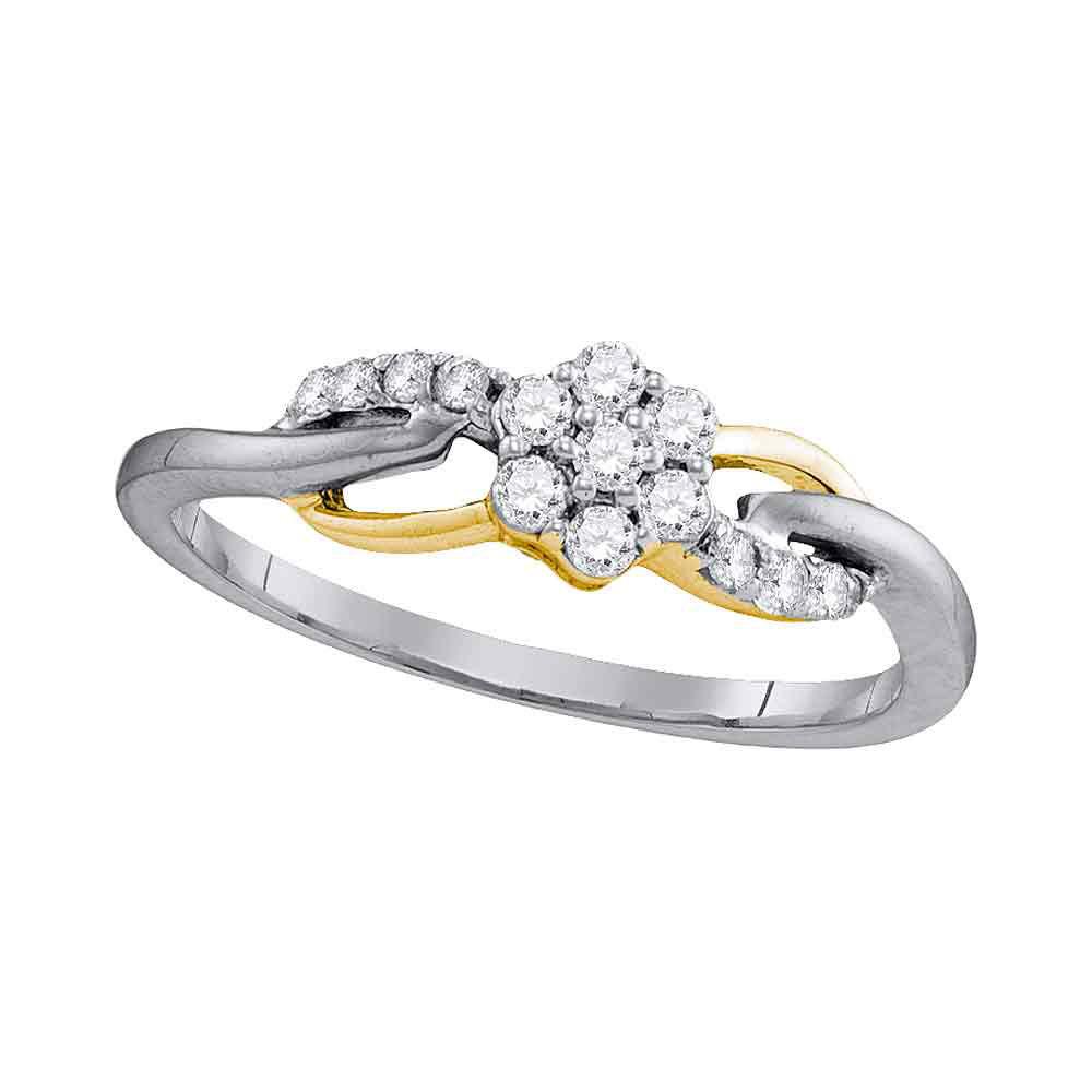 GND Diamond Heart Ring 10kt White Gold Womens Round Diamond Flower Cluster Infinity Ring 1/4 Cttw