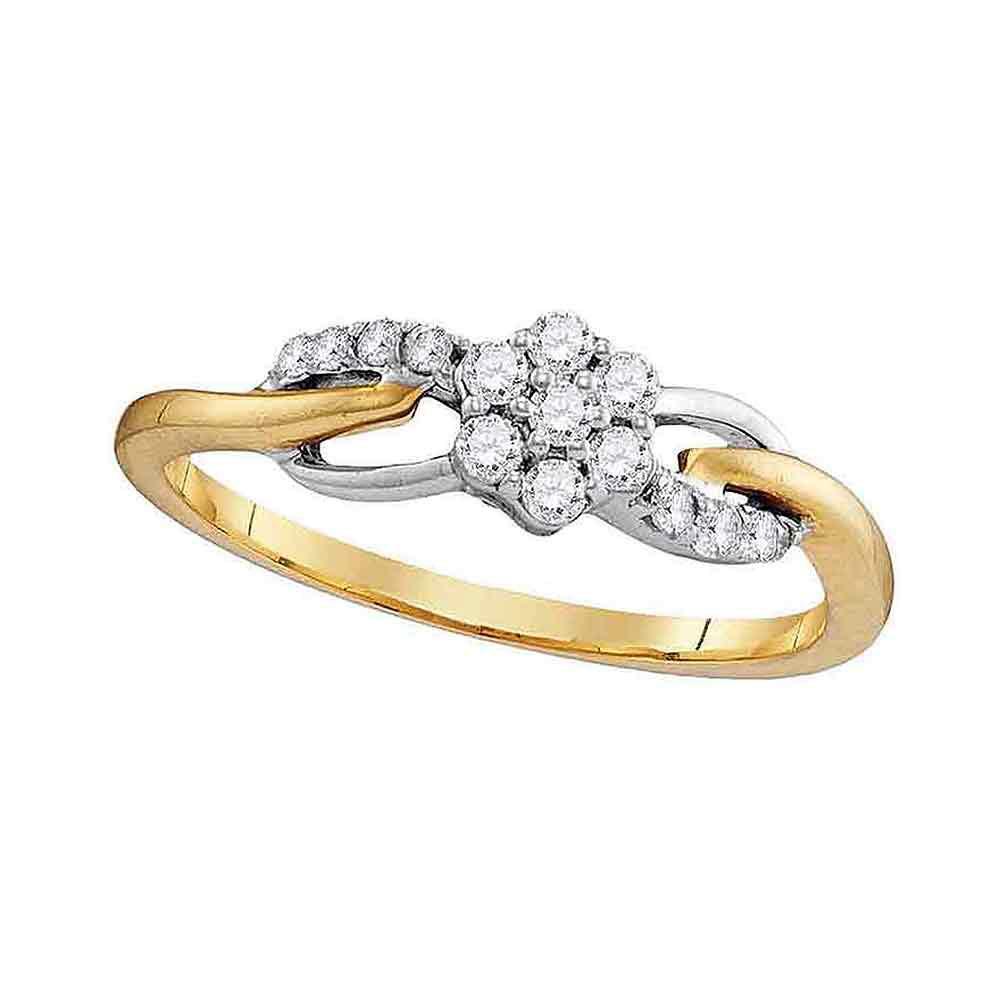 GND Diamond Heart Ring 10kt Yellow Gold Womens Round Diamond Flower Cluster Infinity Ring 1/4 Cttw