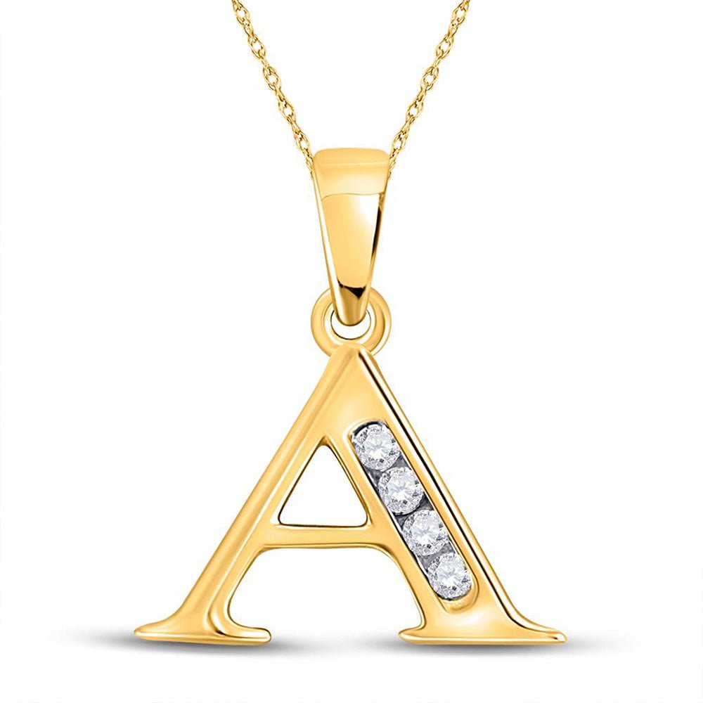 GND Diamond Initial & Letter Pendant 10kt Yellow Gold Womens Round Diamond A Initial Letter Pendant 1/20 Cttw