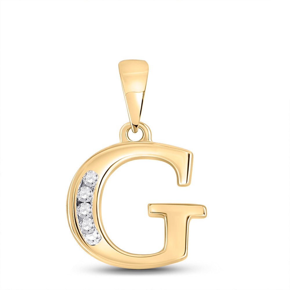 GND Diamond Initial & Letter Pendant 10kt Yellow Gold Womens Round Diamond G Initial Letter Pendant 1/20 Cttw
