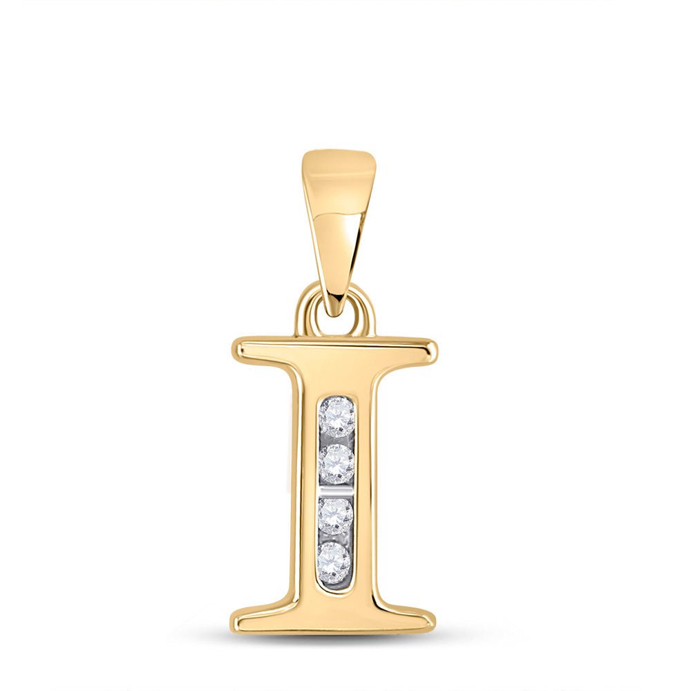 GND Diamond Initial & Letter Pendant 10kt Yellow Gold Womens Round Diamond I Initial Letter Pendant 1/20 Cttw