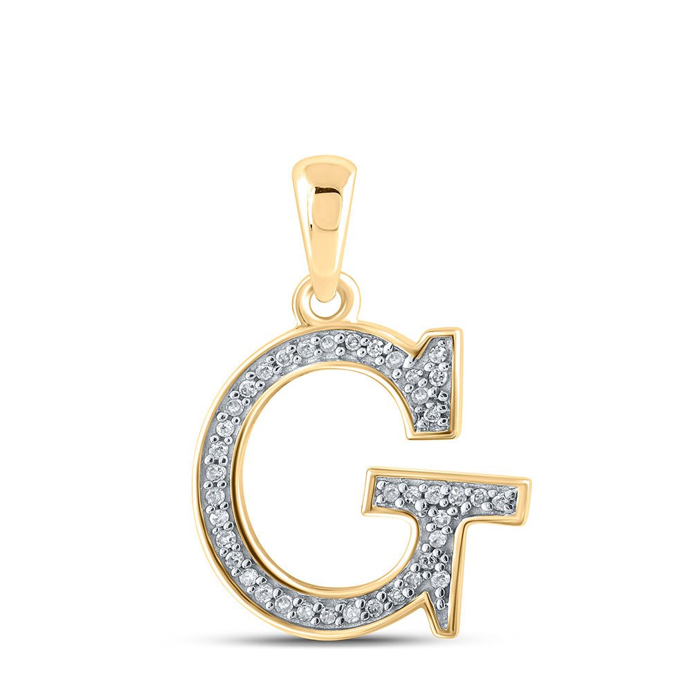 GND Diamond Initial & Letter Pendant 10kt Yellow Gold Womens Round Diamond Initial G Letter Pendant 1/12 Cttw