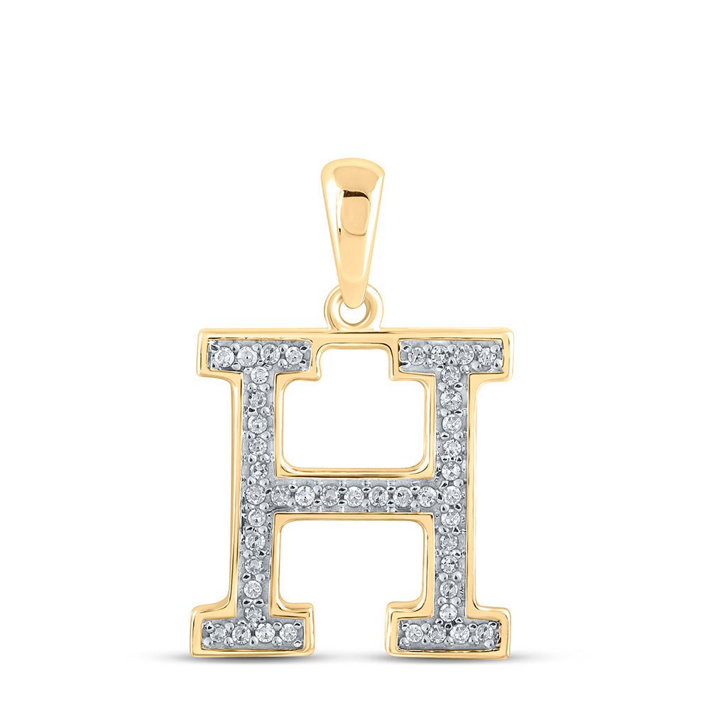 GND Diamond Initial & Letter Pendant 10kt Yellow Gold Womens Round Diamond Initial H Letter Pendant 1/10 Cttw