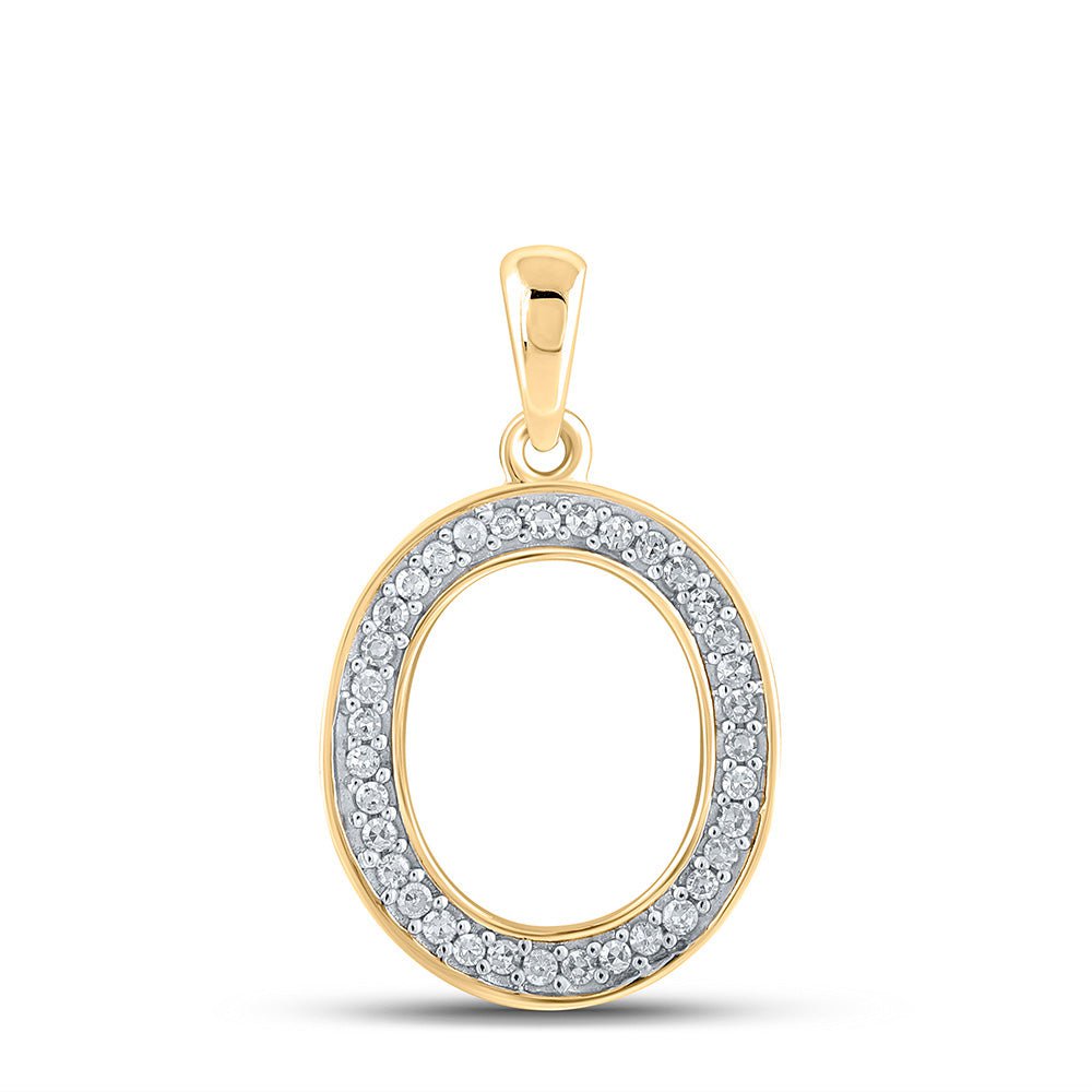 GND Diamond Initial & Letter Pendant 10kt Yellow Gold Womens Round Diamond Initial O Letter Pendant 1/10 Cttw