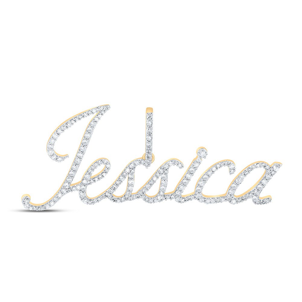 GND Diamond Initial & Letter Pendant 10kt Yellow Gold Womens Round Diamond JESSICA Name Pendant 3/4 Cttw