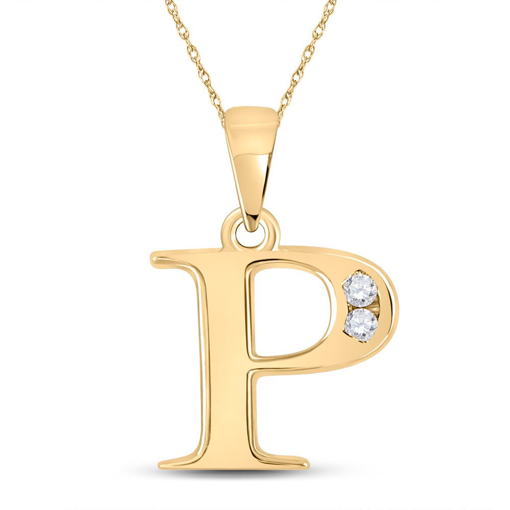 GND Diamond Initial & Letter Pendant 10kt Yellow Gold Womens Round Diamond P Initial Letter Pendant 1/20 Cttw