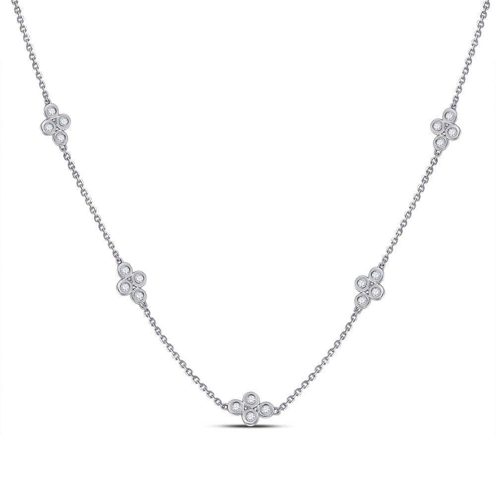 GND Diamond Pendant Necklace 10kt White Gold Womens Round Diamond Fashion Necklace 1/4 Cttw