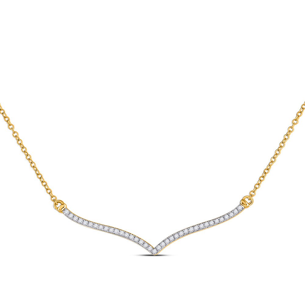 GND Diamond Pendant Necklace 10kt Yellow Gold Womens Round Diamond 18-inch Bar Necklace 1/4 Cttw