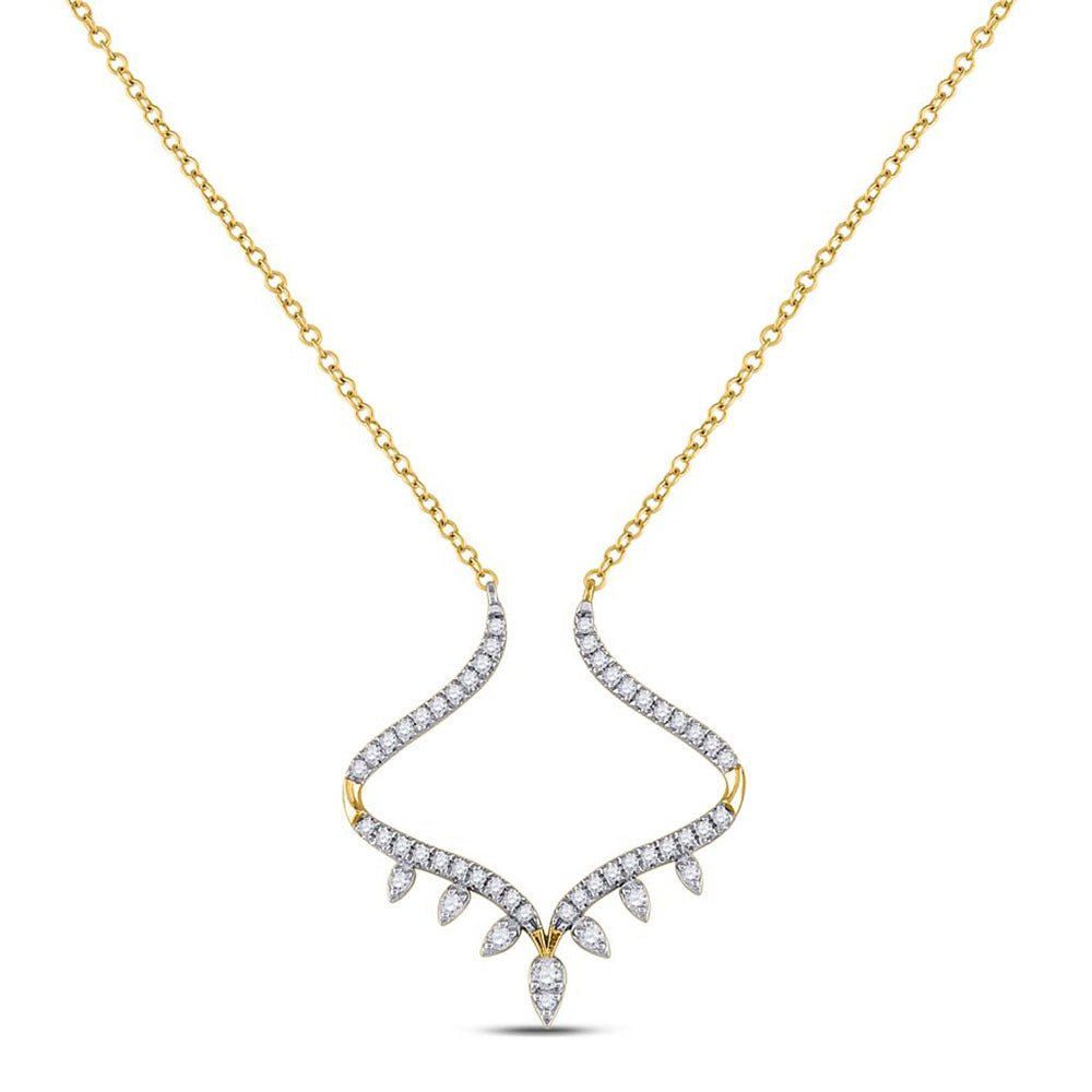 GND Diamond Pendant Necklace 14kt Yellow Gold Womens Round Diamond Fashion Necklace 1/4 Cttw