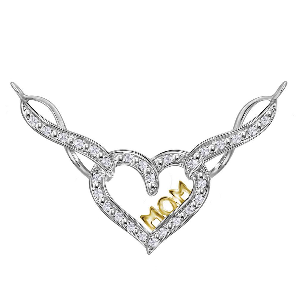 GND Diamond Pendant Necklace Sterling Silver Womens Round Diamond Mom Infinity Heart Pendant Necklace 1/4 Cttw