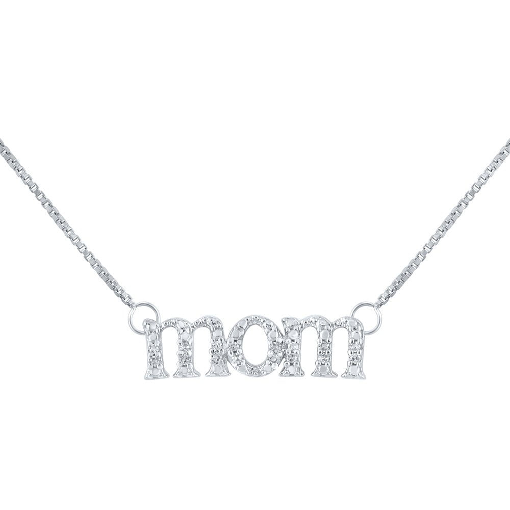 GND Diamond Pendant Necklace Sterling Silver Womens Round Diamond Mom Necklace 1/20 Cttw